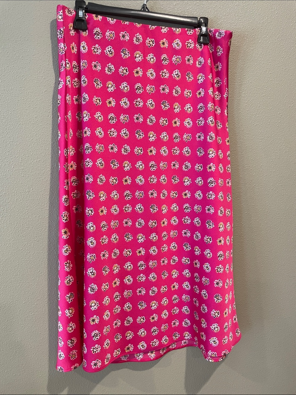 LOFT Hot Pink Floral Midi Skirt